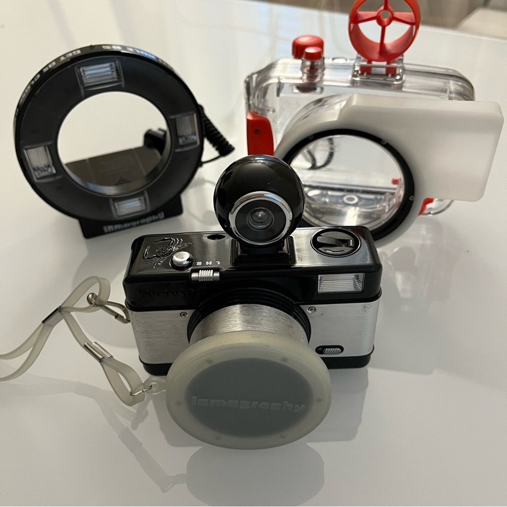 SOLD‼️ Lomography Fisheye Camera with Flash Kit, Lenses + Waterproof Case